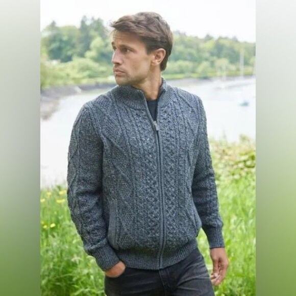 Blarney Woolen Mills Men’s Zip Front Cardigan Vintage Wool Silk Large grandpa - Picture 1 of 6